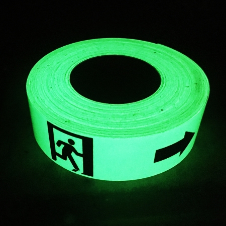 2 polegadas de impressão personalizada auto-adesivo brilho fotoluminescente na fita de segurança escuro 